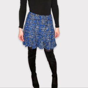 NWT Banana Republic Blue and Black Graphic Pattern Mini Skirt Size 0 Petite